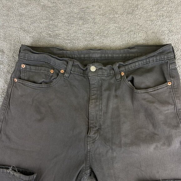 Levis Jeans 38x32‎ (Fits 38x31) Gray 505 Regular Straight Dark Wash Denim - Picture 3 of 16